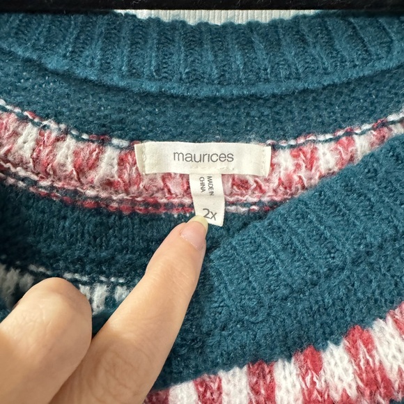 Maurices Teal and White Fair Isle Sweater - Picture 3 of 5